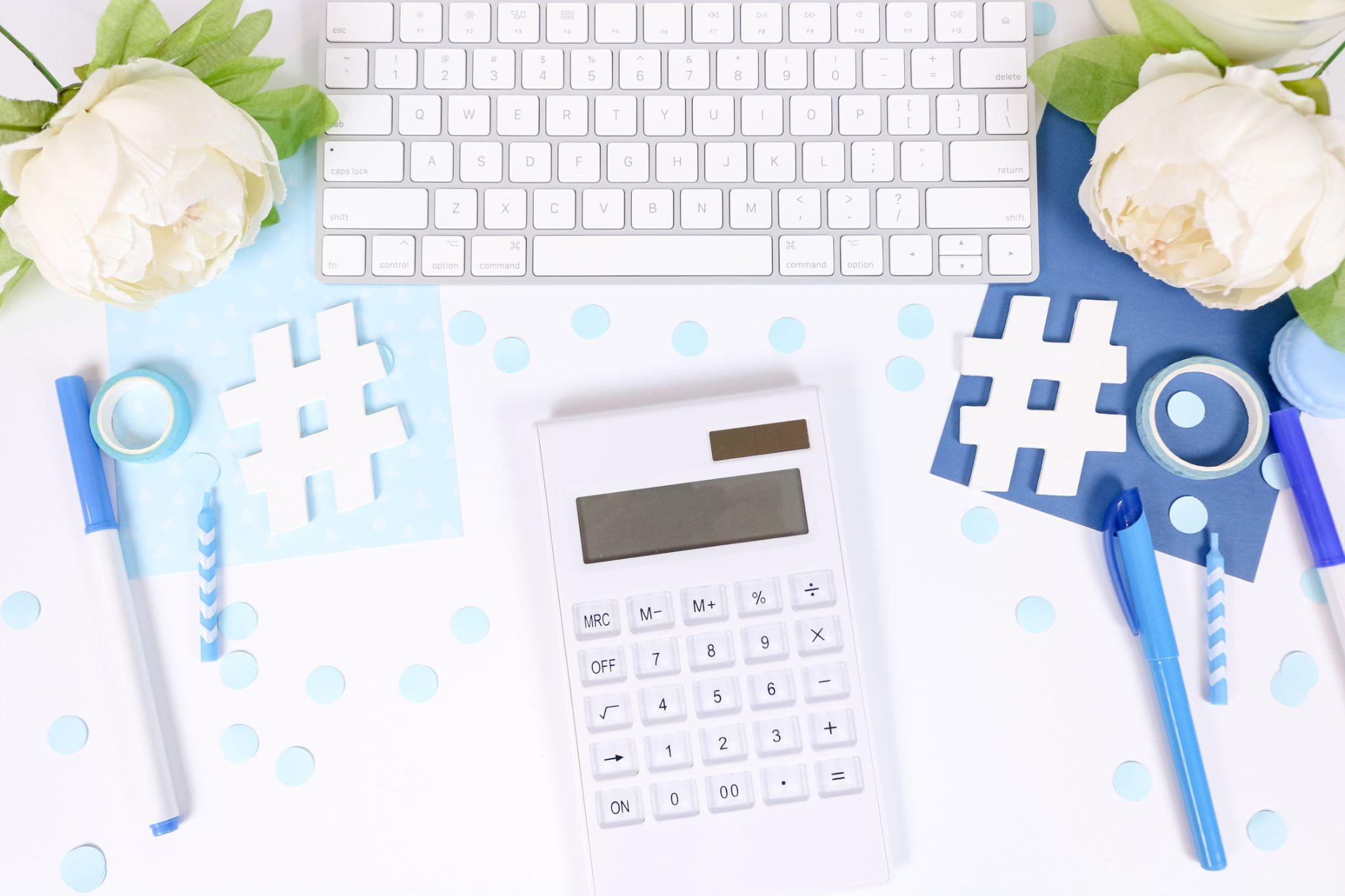 Calculator placed along with a keyboard